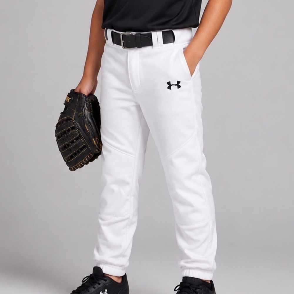 Under Armour Boys White Utility Tapered Baseball Pants 1374382 Youth Large NWT